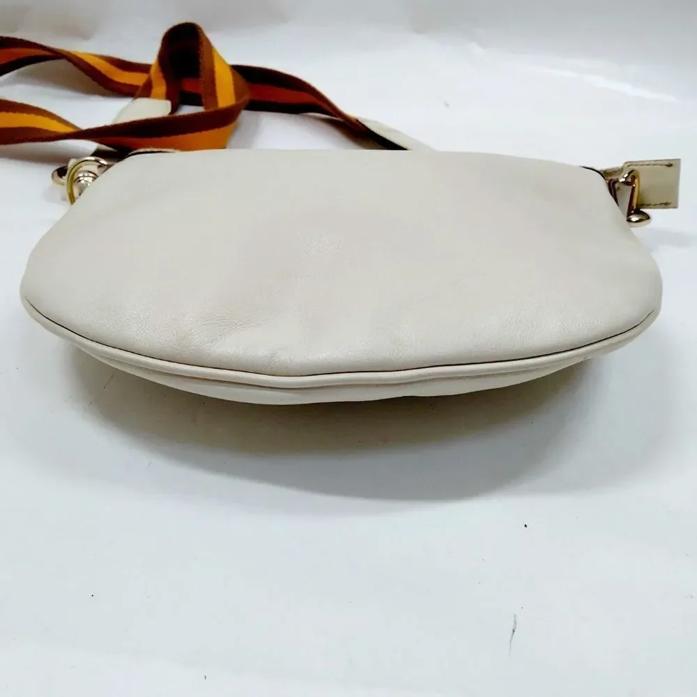 Authentic Gucci White Leather Web Strap Small Hobo Messenger Bag Clutch Ex+ - Picture 5 of 9